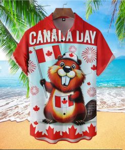 Canada Day Beaver Short Sleeve Hawaiian Shirt