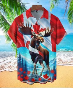 Canada Day Moose Chest Pocket Hawaiian Shirt