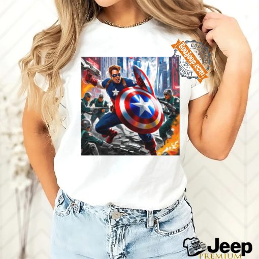 Captain america in action shirt