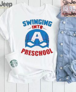 Captain america swinging into preschool shirt