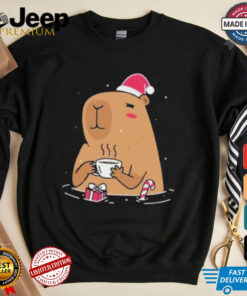 Capybara Santa hat Christmas shirt