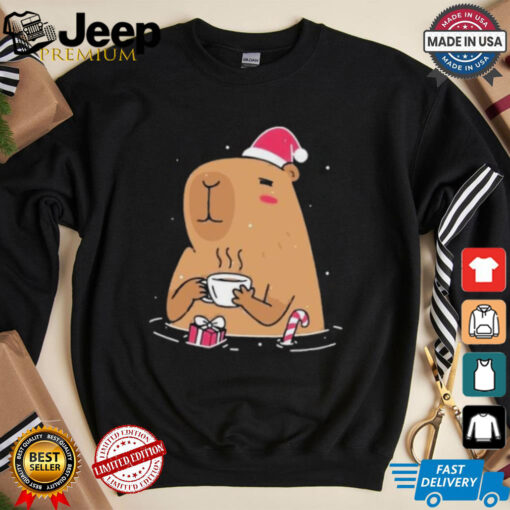 Capybara Santa hat Christmas shirt