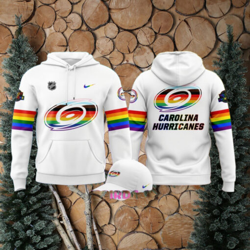 Carolina Hurricanes Pride Night 2025 White Hoodie