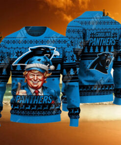 Carolina Panthers Christmas Donald Trump Knitted Sweater