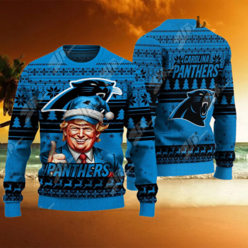 Carolina Panthers Christmas Donald Trump Knitted Sweater