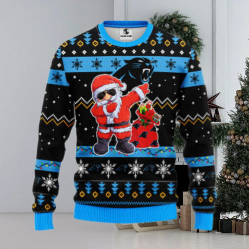 Carolina Panthers Dabbing Santa Claus Ugly Christmas Sweater