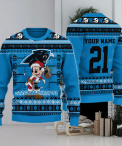 Carolina Panthers Mickey Mouse Santa Ugly Christmas Sweater