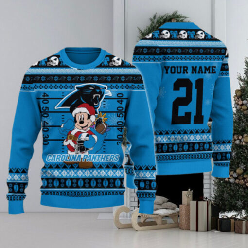 Carolina Panthers Mickey Mouse Santa Ugly Christmas Sweater