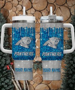 Carolina Panthers Personalized NFL Glitter and Diamonds Bling 40oz Stanley Tumbler