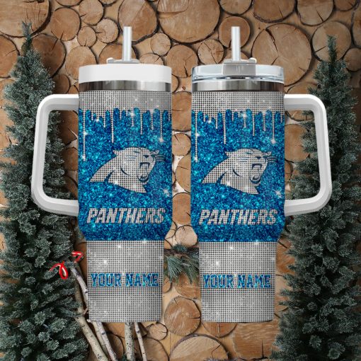 Carolina Panthers Personalized NFL Glitter and Diamonds Bling 40oz Stanley Tumbler