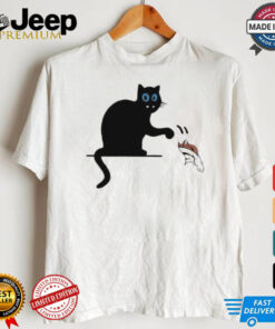 Carolina Panthers black cat push Denver Broncos logo shirt