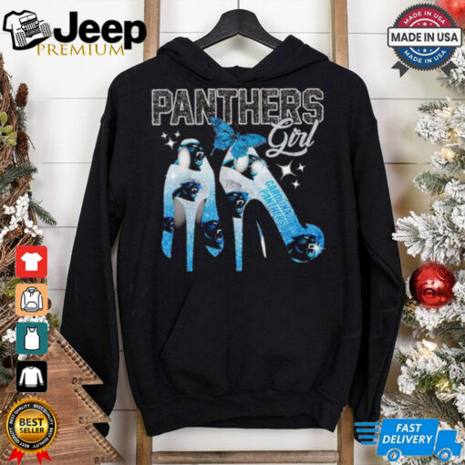 Carolina Panthers girl diamond shoe heel shirt