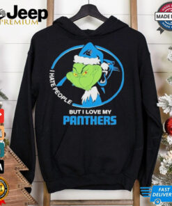 Carolina panthers Christmas grinch I hate people but I love my panthers 2024 shirt