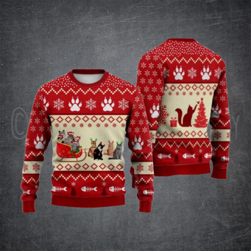 Cat Reindeer Ugly Christmas Sweater