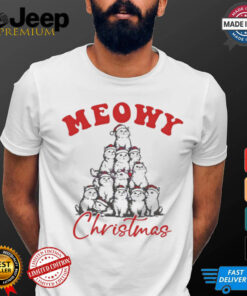 Cat Santa hat meowy Christmas shirt