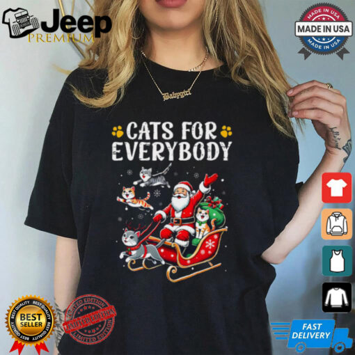 Cats For Everybody Christmas Cat Funny Xmas Men Women Santa T Shirt