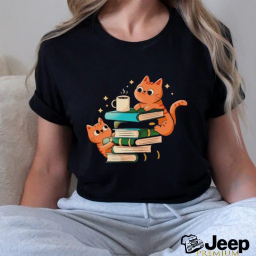 Cats books and coffee shirt