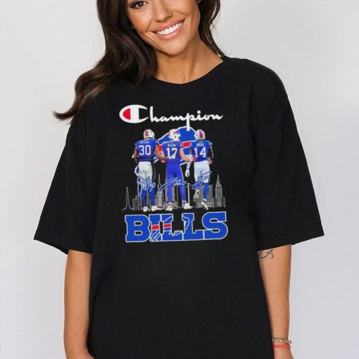 Champion Josh Allen Dane Jackson And Stefon Diggs Buffalo Bills Signatures Shirt