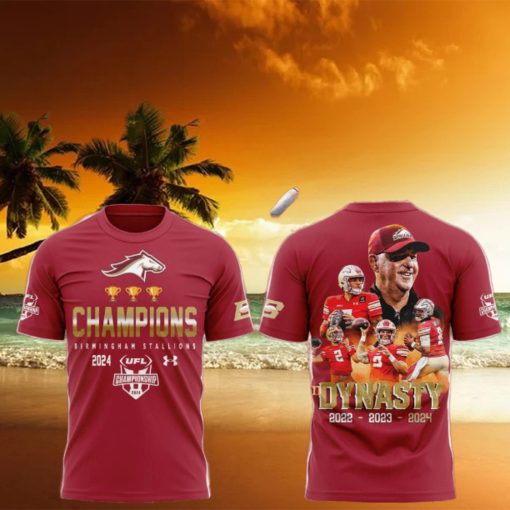 Champions Birmingham Stallions 2024 UFL Championship Dynasty 3D T Shirt