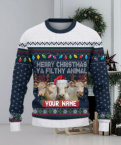 Charolais Merry Christmas Ugly Sweater Xmas, Custom Cow Ugly Sweatshirt Gift For Farmer Cow Lover