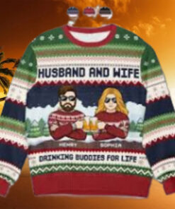 Cheers To Us And A Season Full Of Happiness Couple Personalized Custom Ugly Sweatshirt