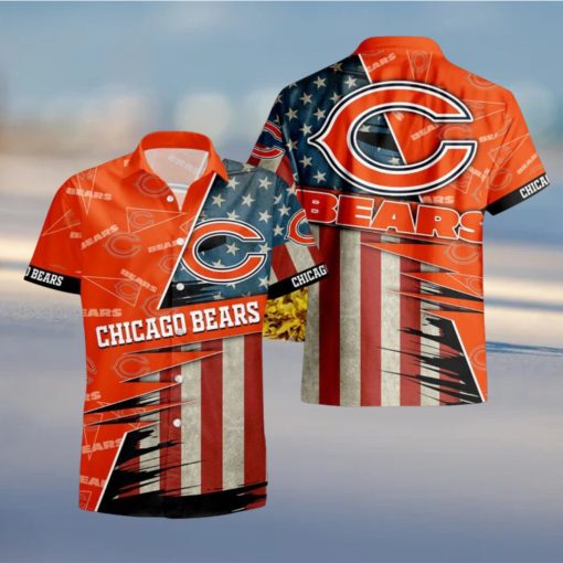 Chicago Bears American Flag Hawaiian Shirt 3D