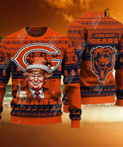 Chicago Bears Christmas Donald Trump Knitted Sweater