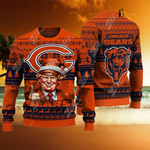 Chicago Bears Christmas Donald Trump Knitted Sweater