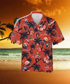 Chicago Bears Coconut Tree Island Hawaiian Shirt AOP Flamingo Play Football For Men Women