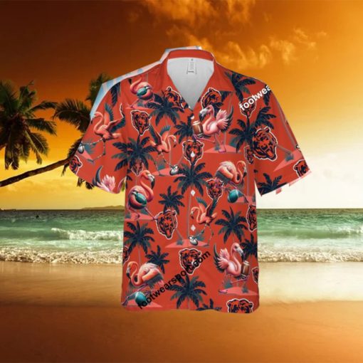 Chicago Bears Coconut Tree Island Hawaiian Shirt AOP Flamingo Play Football For Men Women