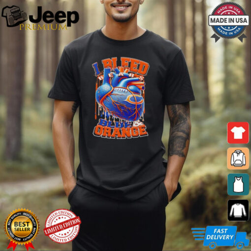 Chicago Bears I bleed bears blue and orange heart shirt