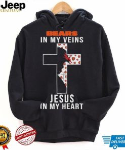 Chicago Bears NFL In My Veins Jesus In My Heart Cross 2024 T Shirt