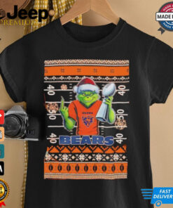 Chicago Bears X Grinch Christmas with Super Bowl Trophy ugly Christmas shirt