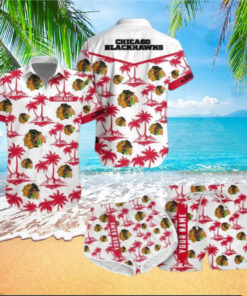 Chicago Blackhawks Island Sunset Hawaiian Shirt
