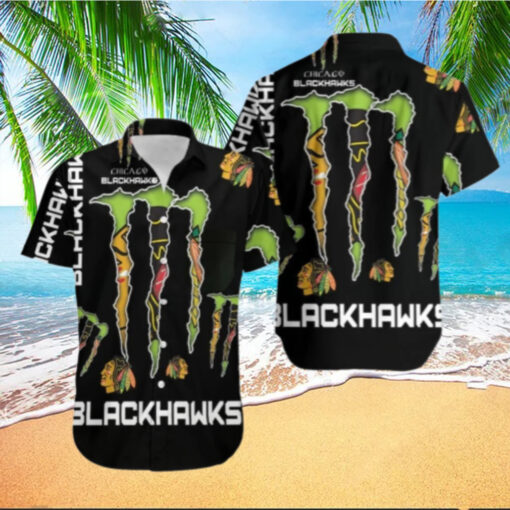 Chicago Blackhawks Monster Energy Claw Hawaiian Shirt