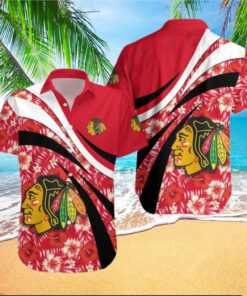Chicago Blackhawks Tropical Floral Wave Hawaiian Shirt