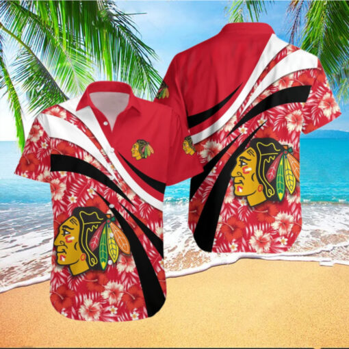 Chicago Blackhawks Tropical Floral Wave Hawaiian Shirt