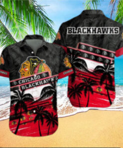 Chicago Blackhawks Tropical Sunset Hawaiian Shirt