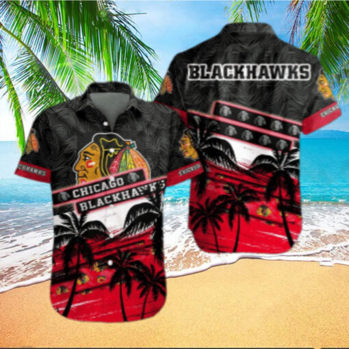 Chicago Blackhawks Tropical Sunset Hawaiian Shirt