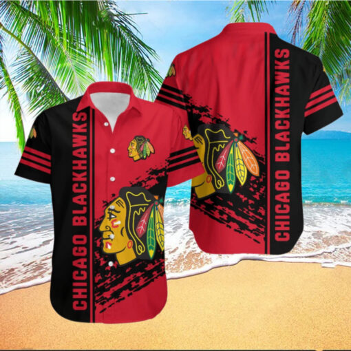 Chicago Blackhawks Urban Stripe Hawaiian Shirt