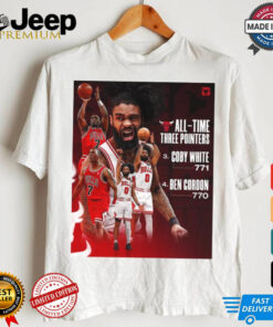 Chicago Bulls All Time Three Pointers No. 3 Coby White 771 No 4 Ben Cordon 770 Poster t shirt