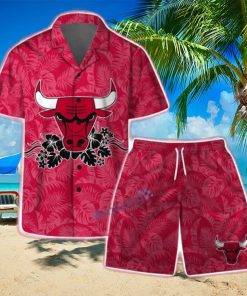 Chicago Bulls NBA Team Logo Basketball Aloha Design Hawaiian Shirt & Short