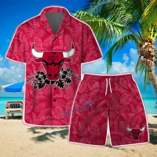 Chicago Bulls NBA Team Logo Basketball Aloha Design Hawaiian Shirt & Short