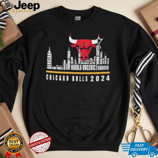 Chicago Bulls Player Names Skyline Chicago Bulls 2024 shirt