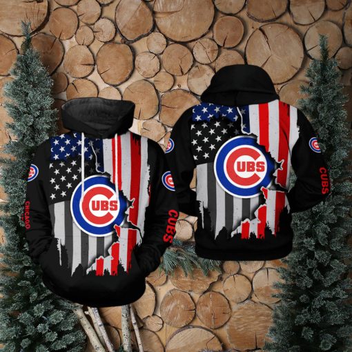 Chicago Cubs MLB US Flag 3D Printed Hoodie