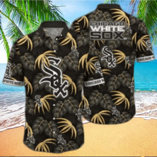 Chicago White Sox Tropical Gold Leaf Aloha Shirt