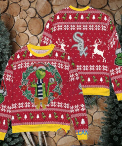 Chicago White Sox x Grinch Dr. Seuss How the Grinch Stole Christmas MLB with World Series Trophy Ugly Christmas Sweater Red