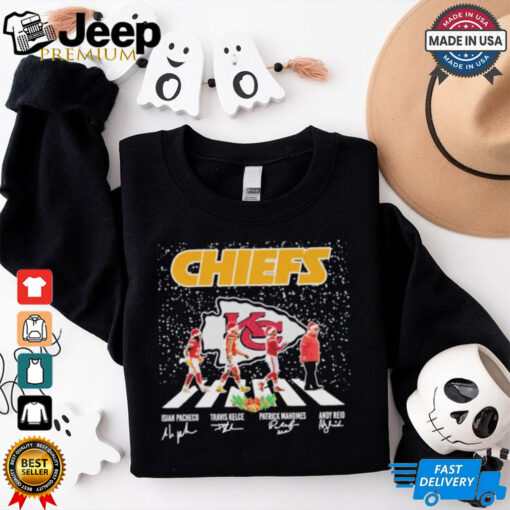 Chiefs Christmas Abbey Road Isiah Pacheco Travis Kelce Patrick Mahomes And Andy Reid Shirt