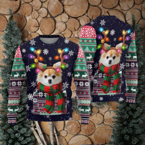 Chihuahua Christmas Ugly Sweater, Santa Hat Dog Sweater