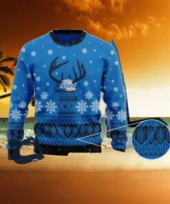 Christmas 2024 Blue Natural Light Reindeer Snowy Ugly Sweater